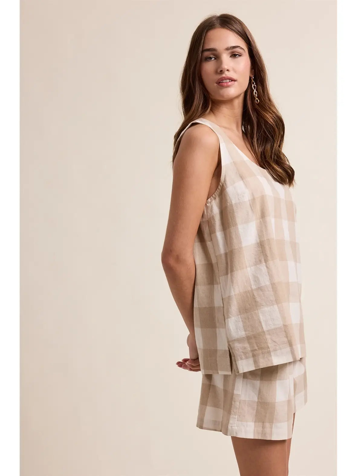 Gingham Tank Top and Shorts Set