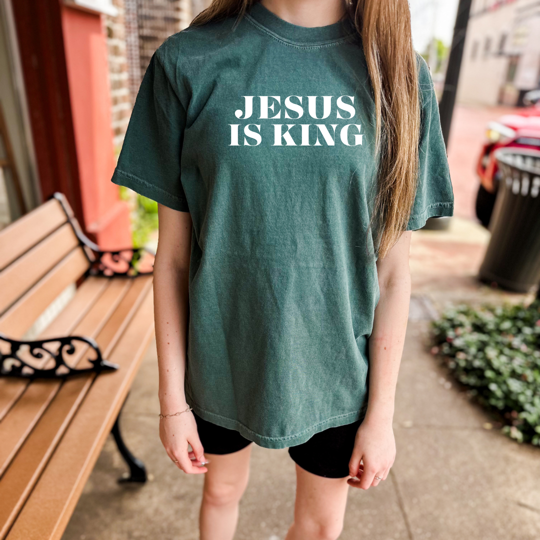 Jesus Is King Blue Spruce/White