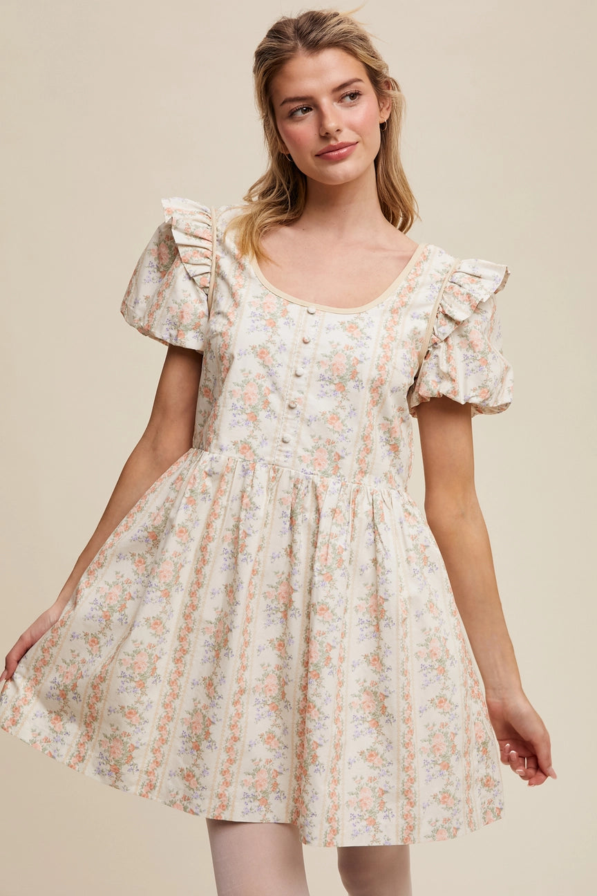 Vintage Floral Babydoll Dress