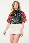 Lisa Embroidered Puff Sleeve Top