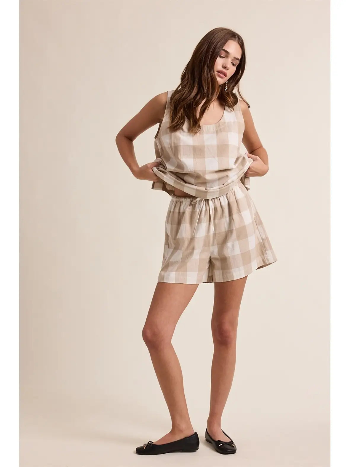 Gingham Tank Top and Shorts Set