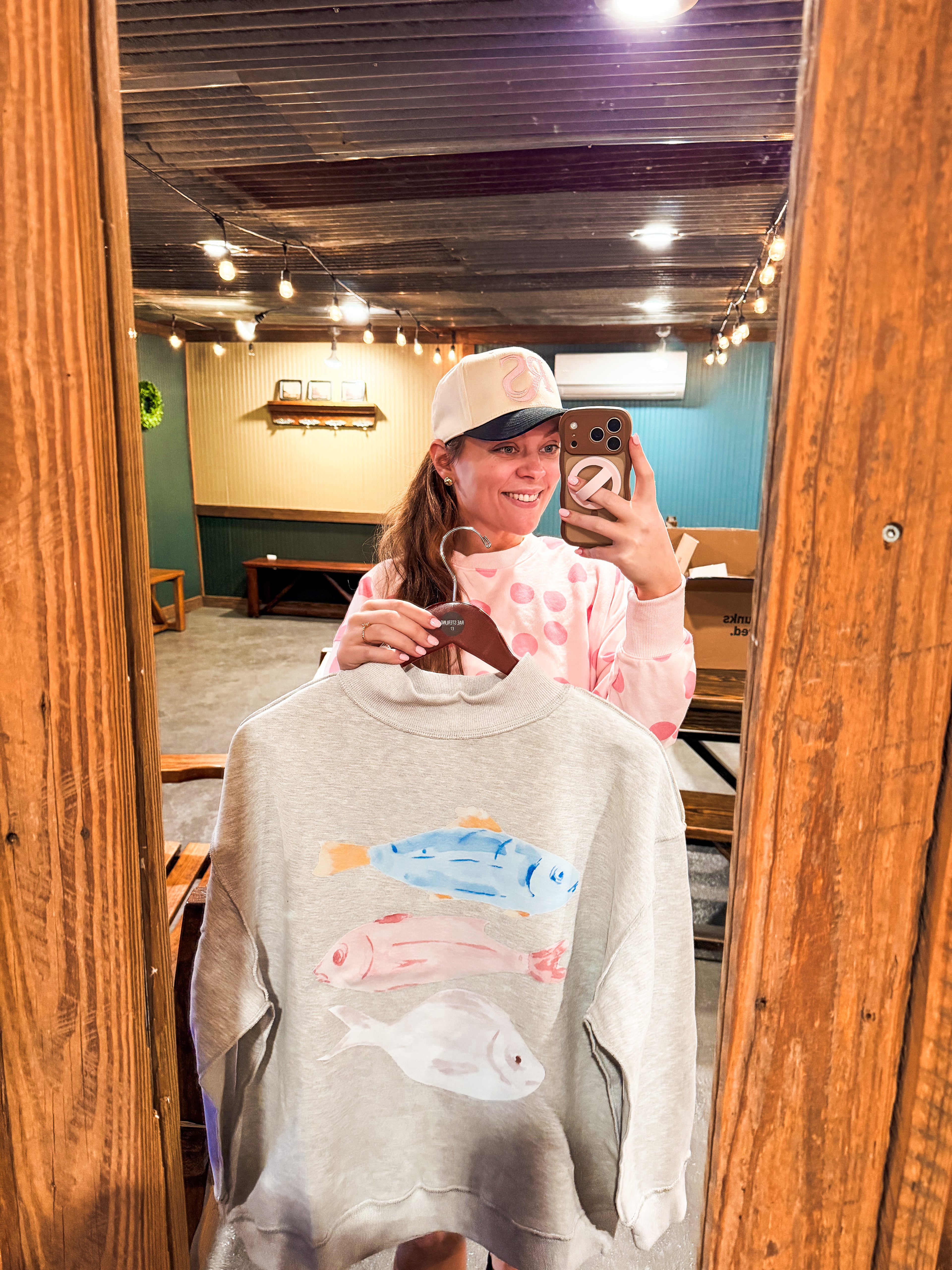 Watercolor Fish Mock Neck