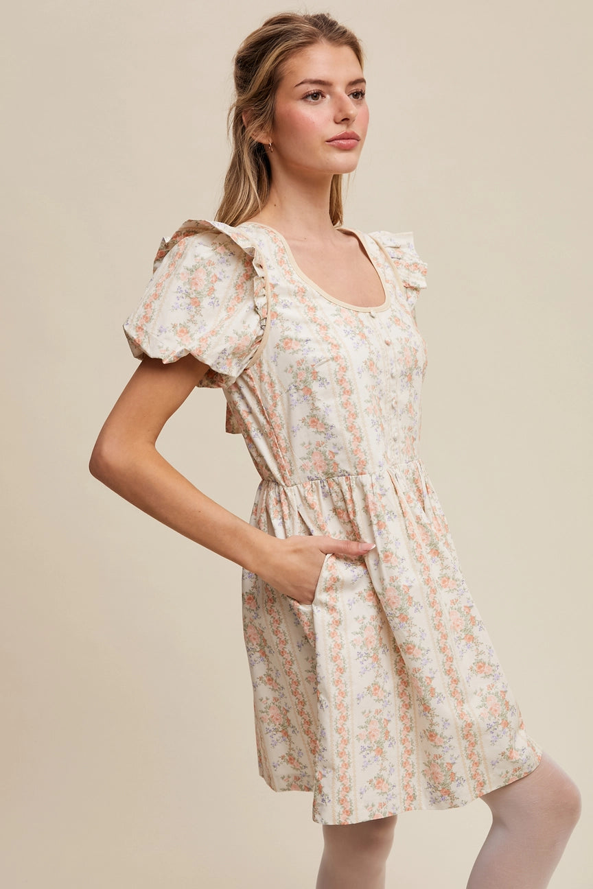 Vintage Floral Babydoll Dress
