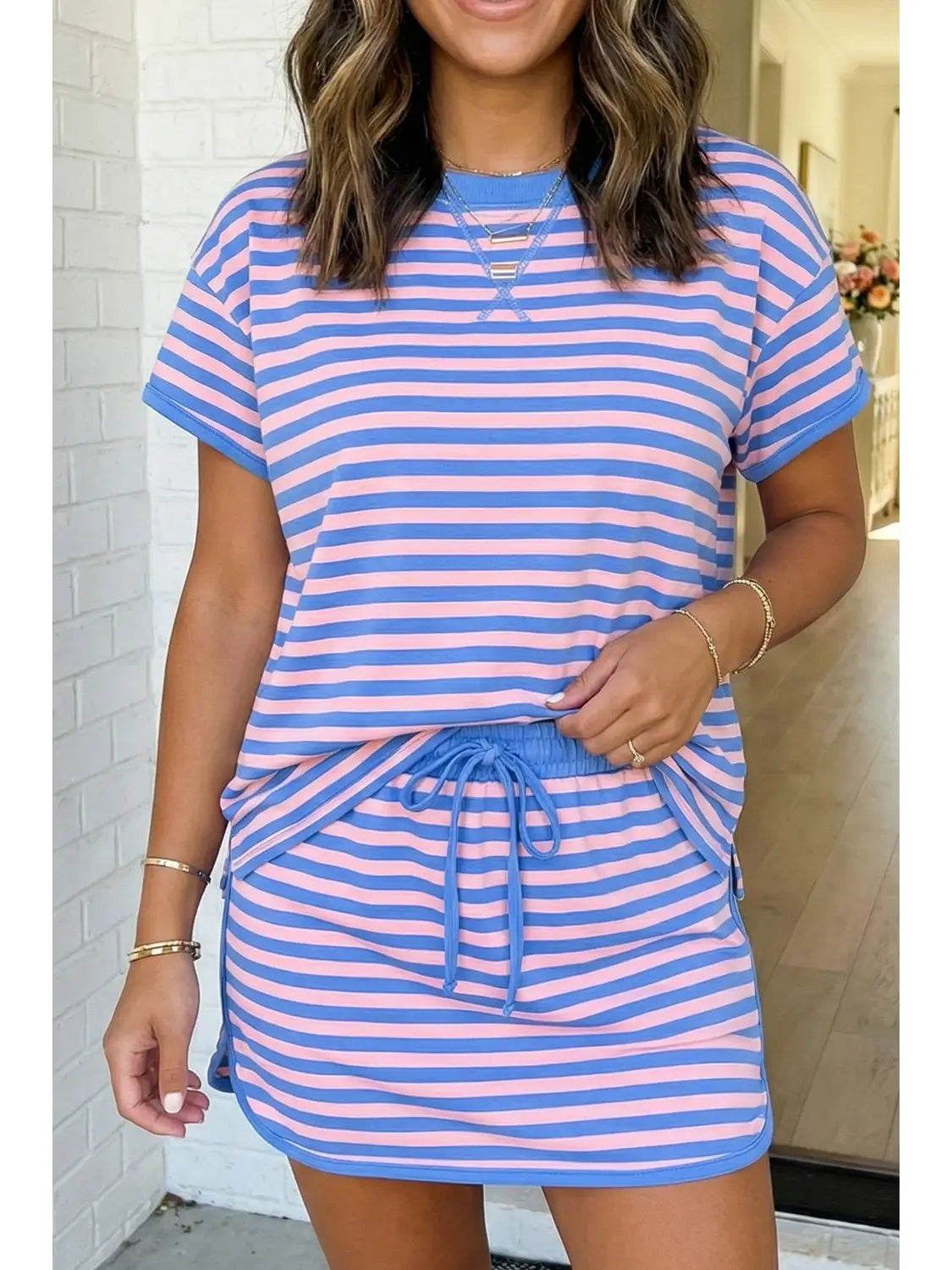 Blue Stripe Skort SET