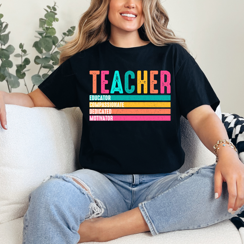 Rainbow Teacher - Black Tee