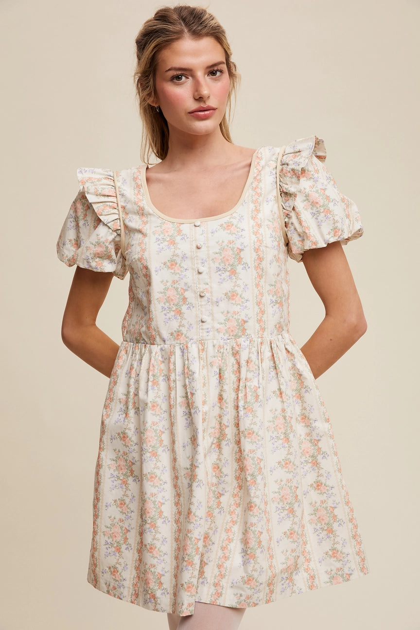 Vintage Floral Babydoll Dress