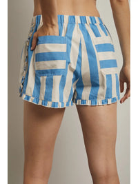 Hidden Contrast Striped Shorts - Coastal Cream