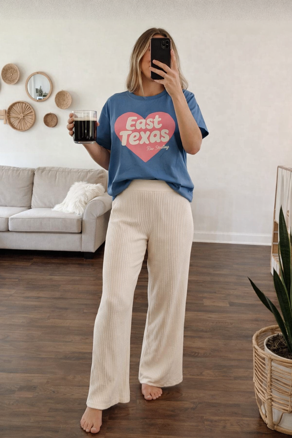 East Texas Heart - Indigo/Peach