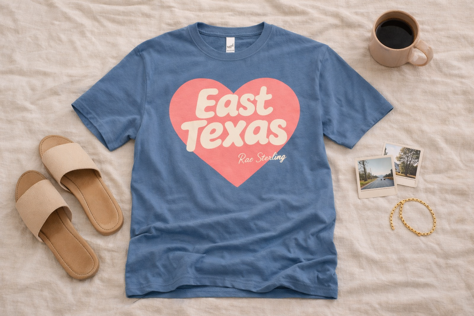 East Texas Heart - Indigo/Peach