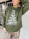 Watercolor Christmas Tree - Army Green