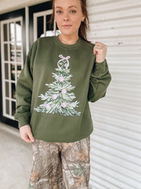 Watercolor Christmas Tree - Army Green