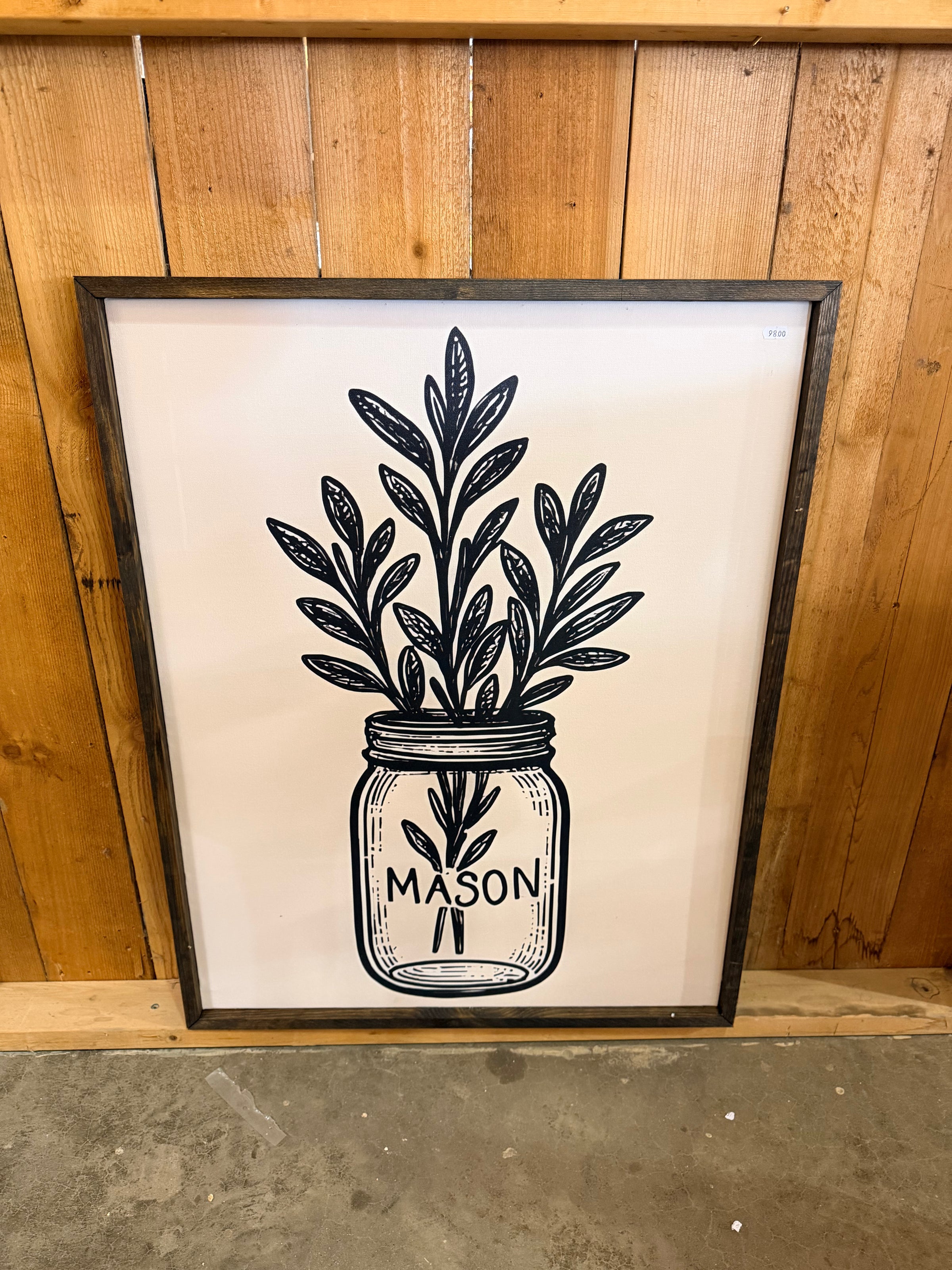 Mason Jar Black and Cream