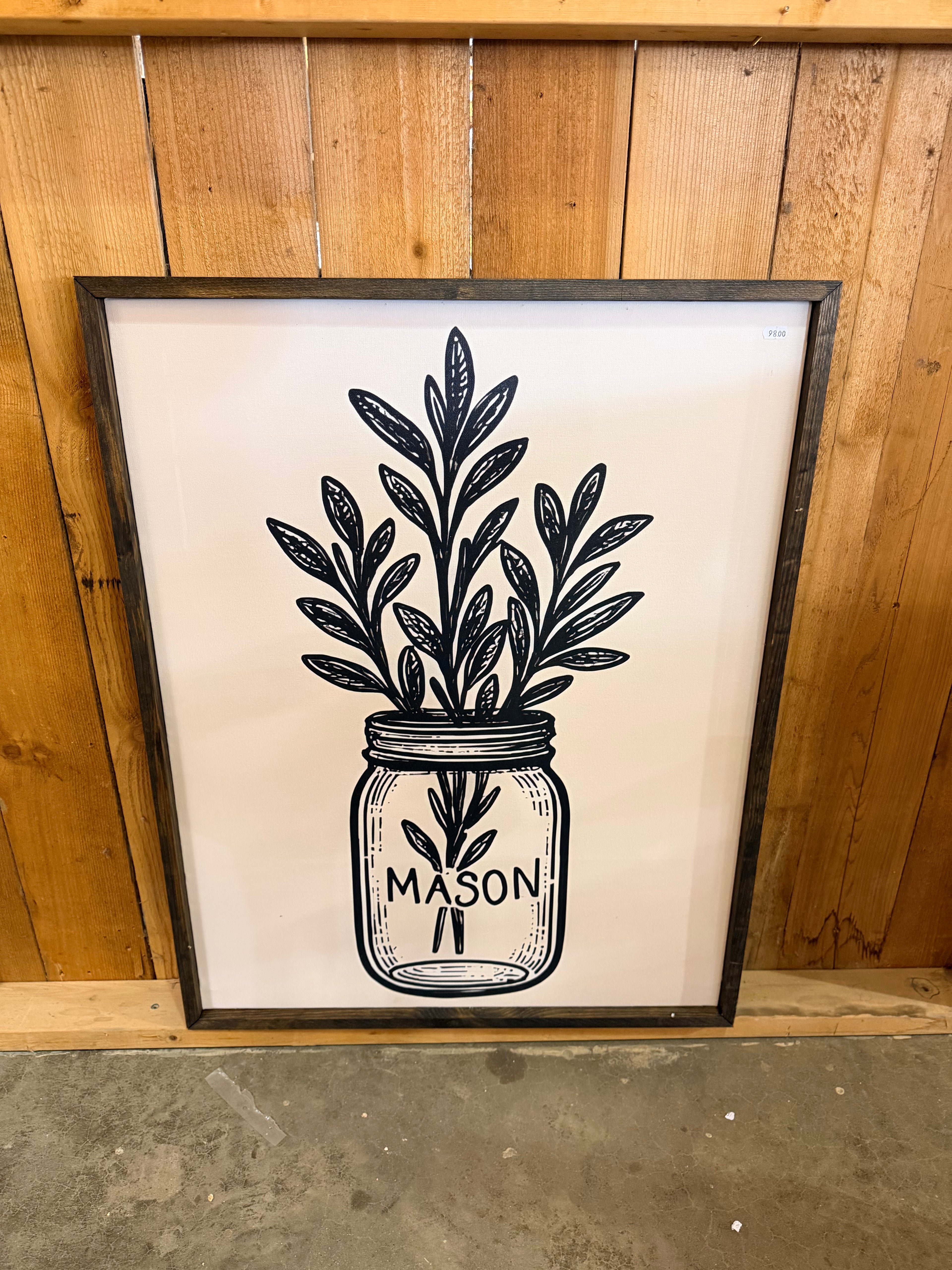 Mason Jar Black and Cream