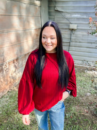 Bubble Sleeve Ruby Red Top CURVY