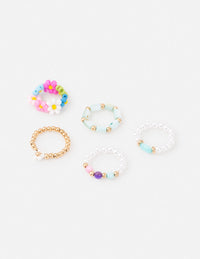 Pastel Beaded Ring Set