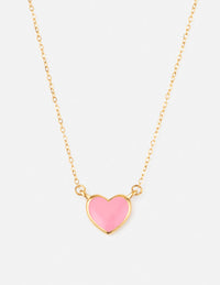 Pink Enamel Heart Necklace