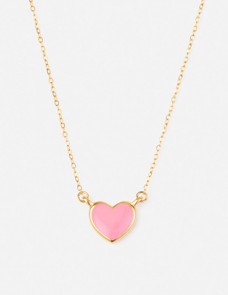 Pink Enamel Heart Necklace