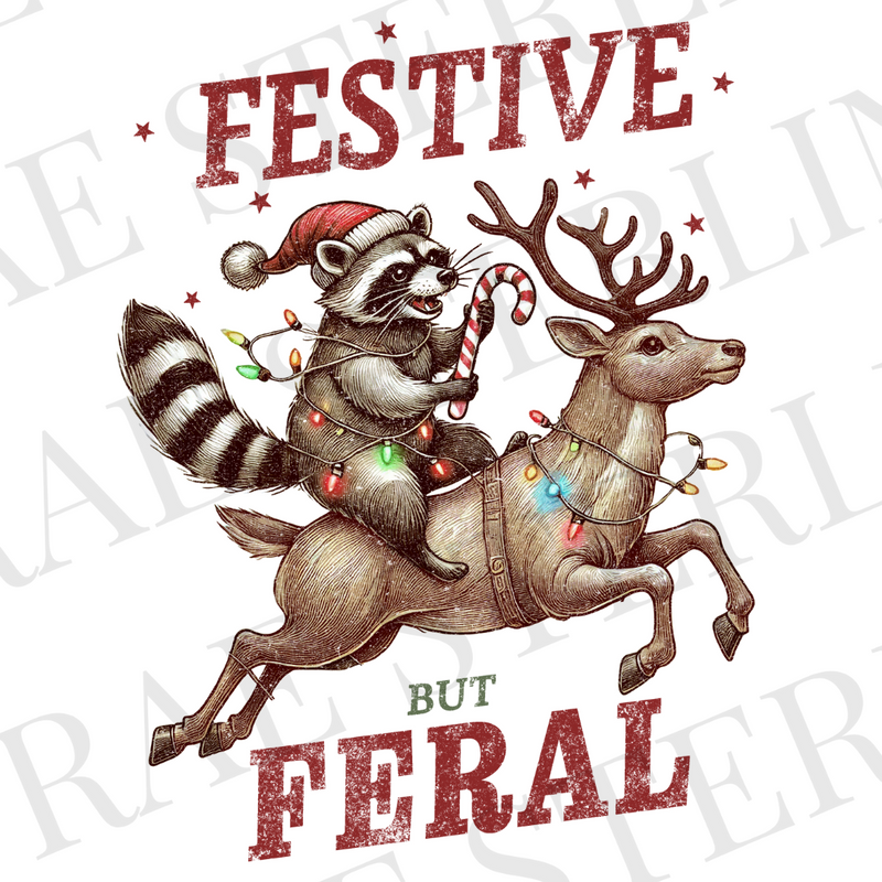 Festive but Feral Raccoon