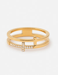 Stacked Cross Gem Ring