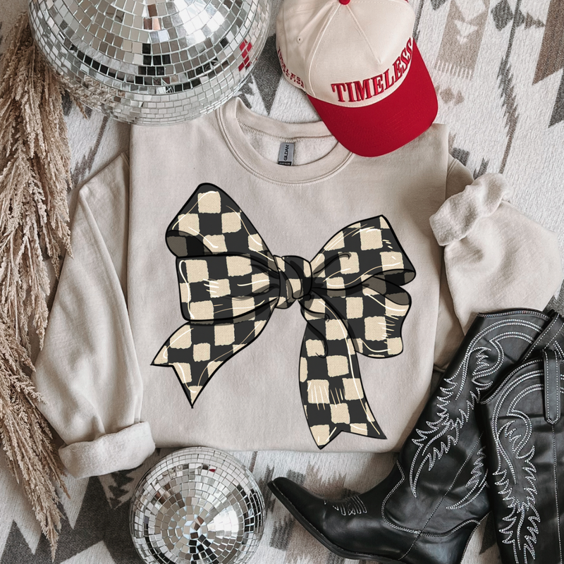 Checkered Bow Crewneck