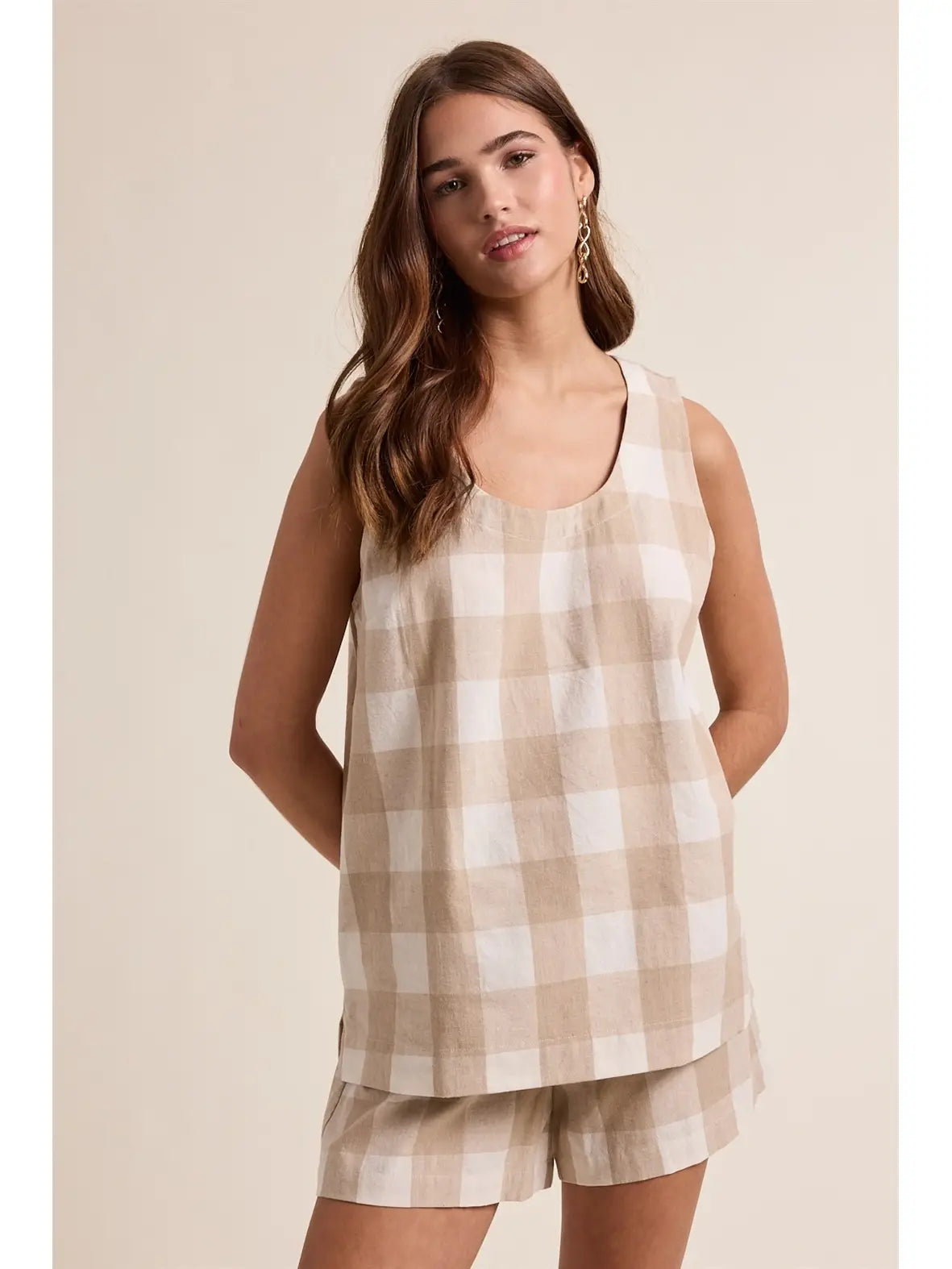 Gingham Tank Top and Shorts Set